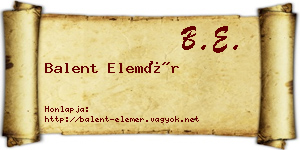 Balent Elemér névjegykártya